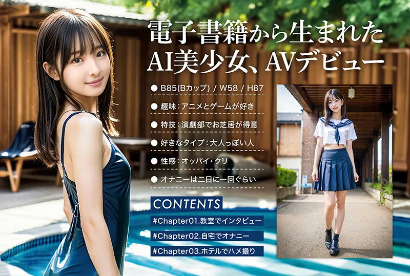 日本AI AV大进化！「空想制服美少女」系列AI贫乳美少女AV出道