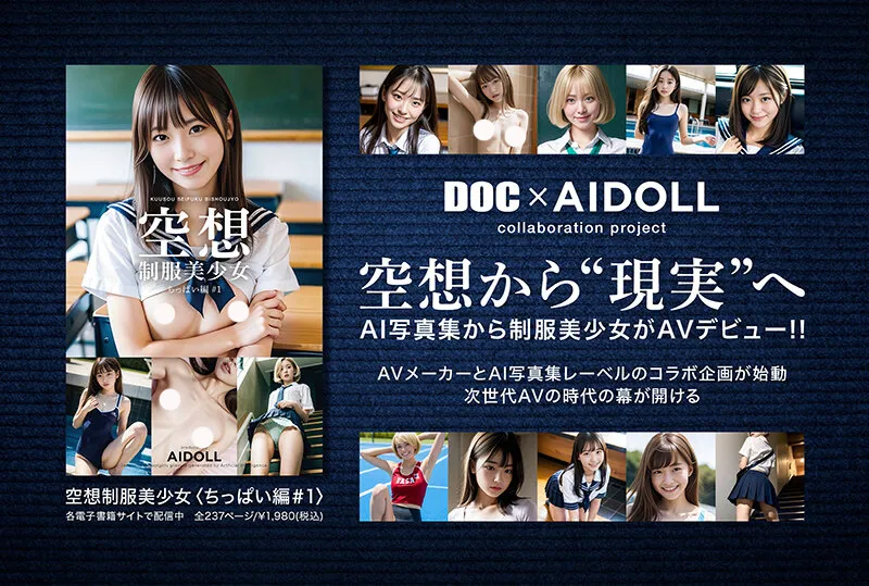 日本AI AV大进化！「空想制服美少女」系列AI贫乳美少女AV出道